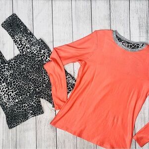 Coral & Leopard Print Pajama Set